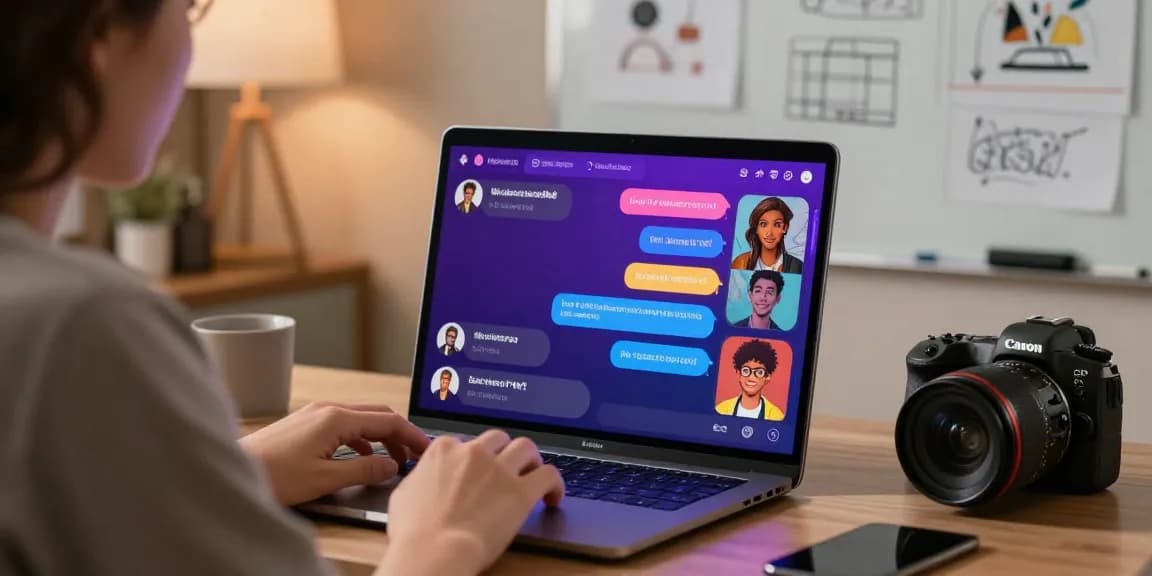 Engaging character AI NSFW chat interaction in a modern workspace with customizable AI personalities.