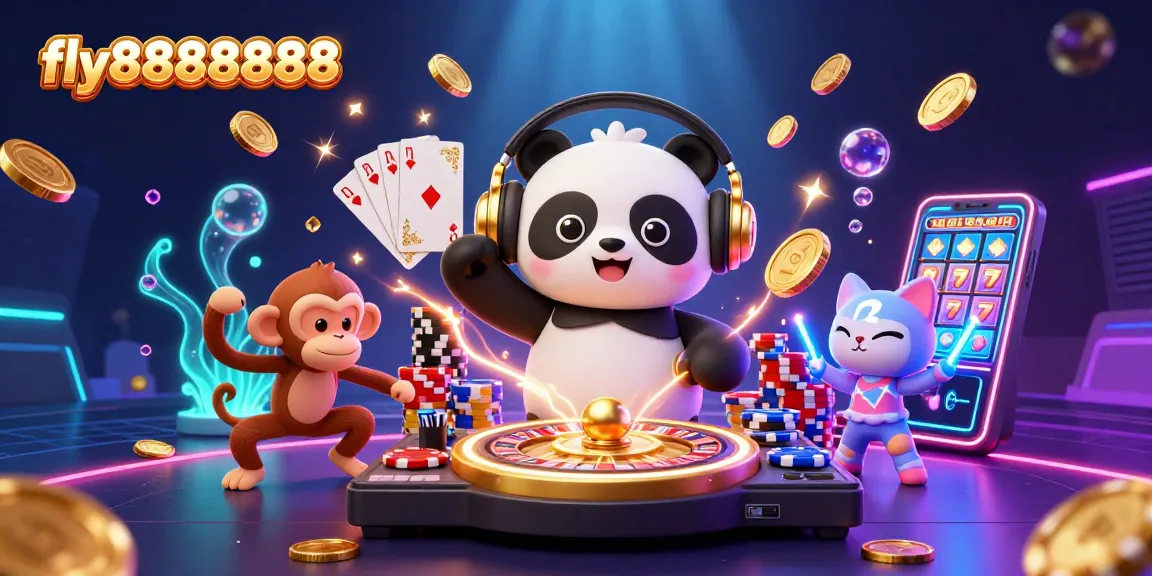 Experience the excitement of fly88888888 with vibrant characters in a lively casino scene.