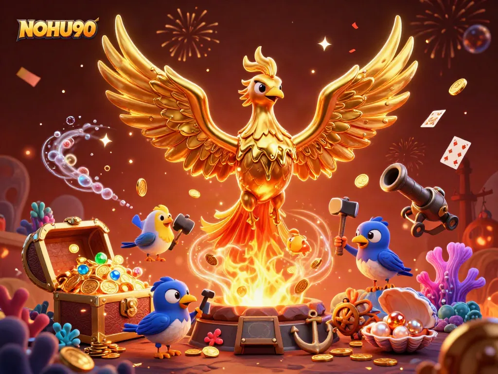 Engage with NOHU90's vibrant casino experience, featuring gold coins and dynamic gaming elements.