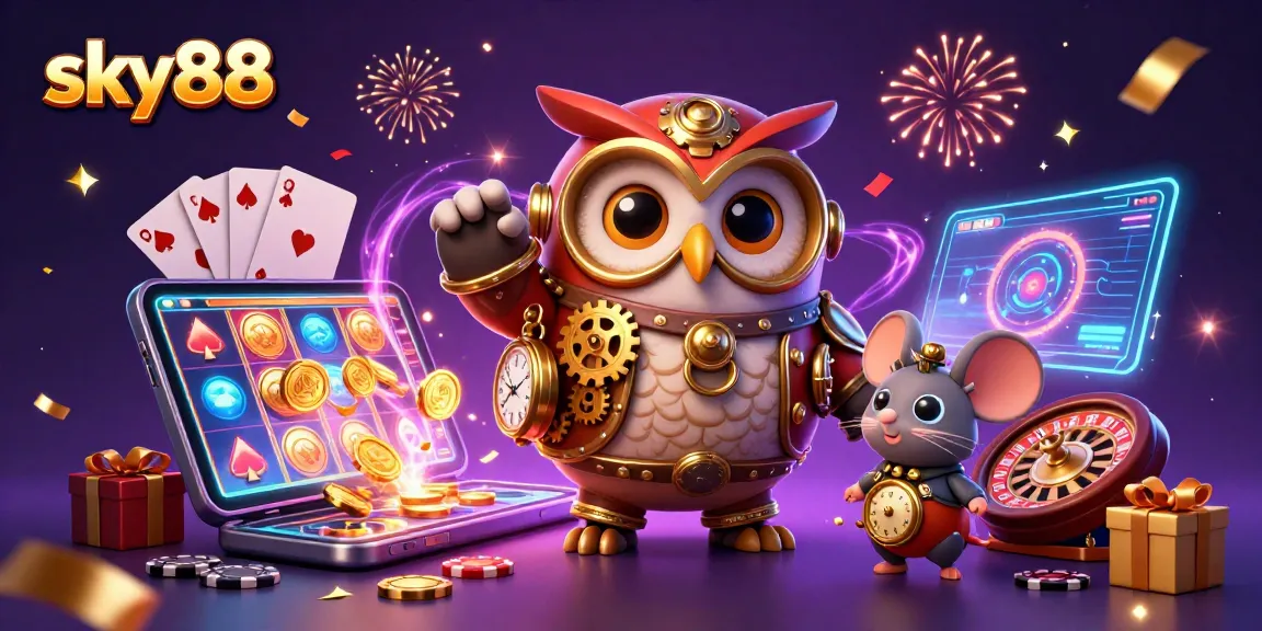 Experience exciting gameplay at sky88 with dynamic slots, golden coins, and thrilling casino elements.
