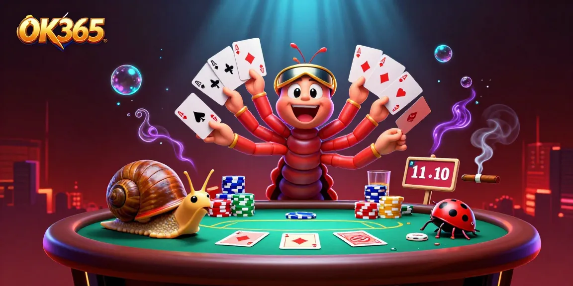 Experience thrilling gameplay at OK365 with a vibrant scene of 3D dealers and massive chip stacks.