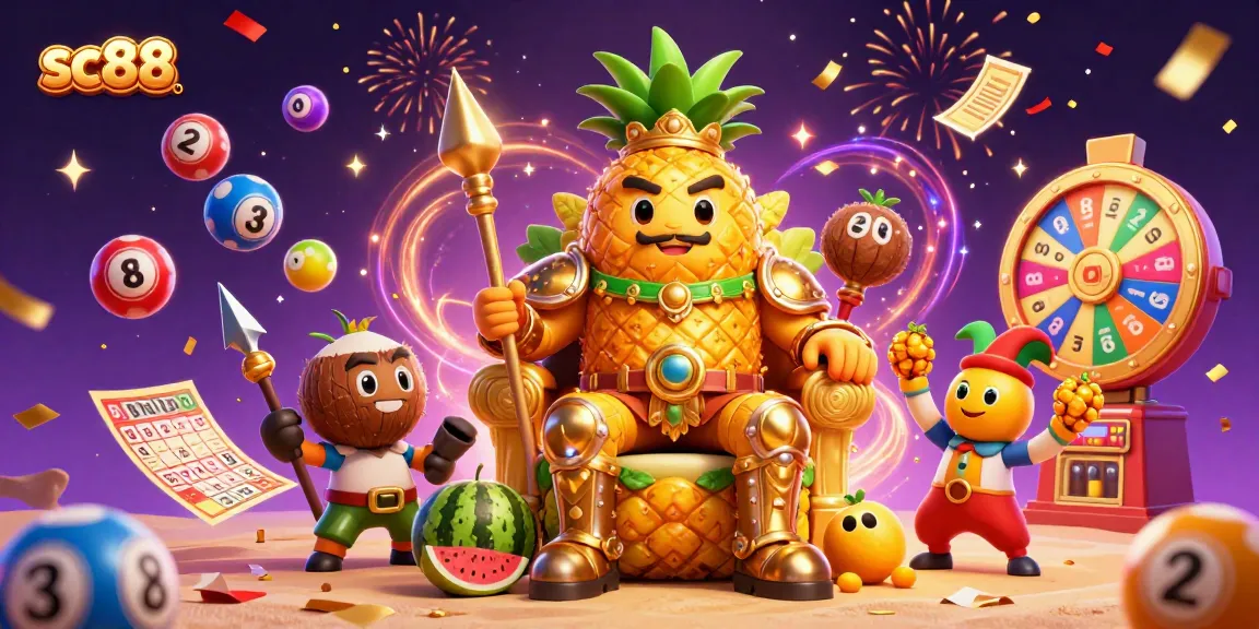 Engage with sc88 in a vibrant 3D casino scene filled with lottery excitement and colorful elements.
