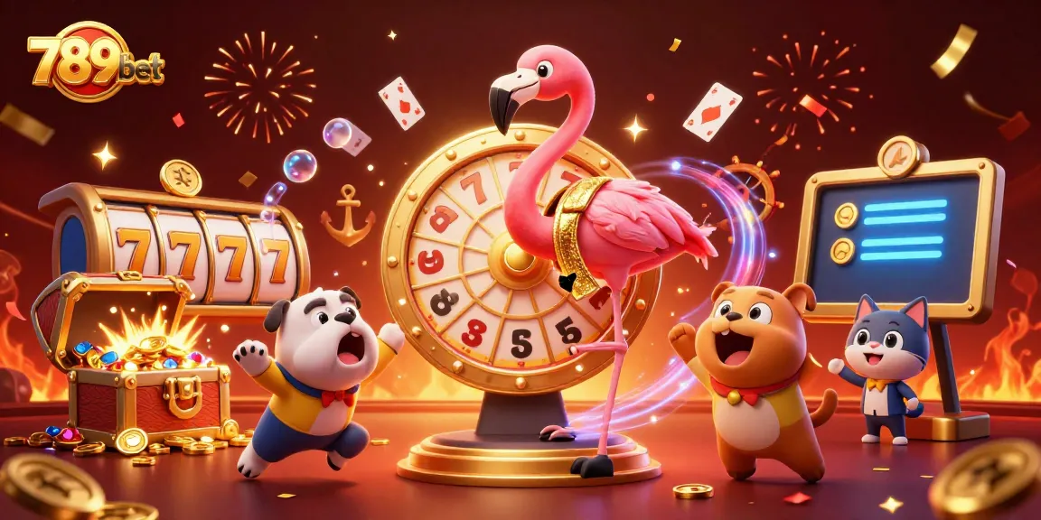 Spin to win big with 789bet's lively gambling illustration featuring fun characters and casino elements.