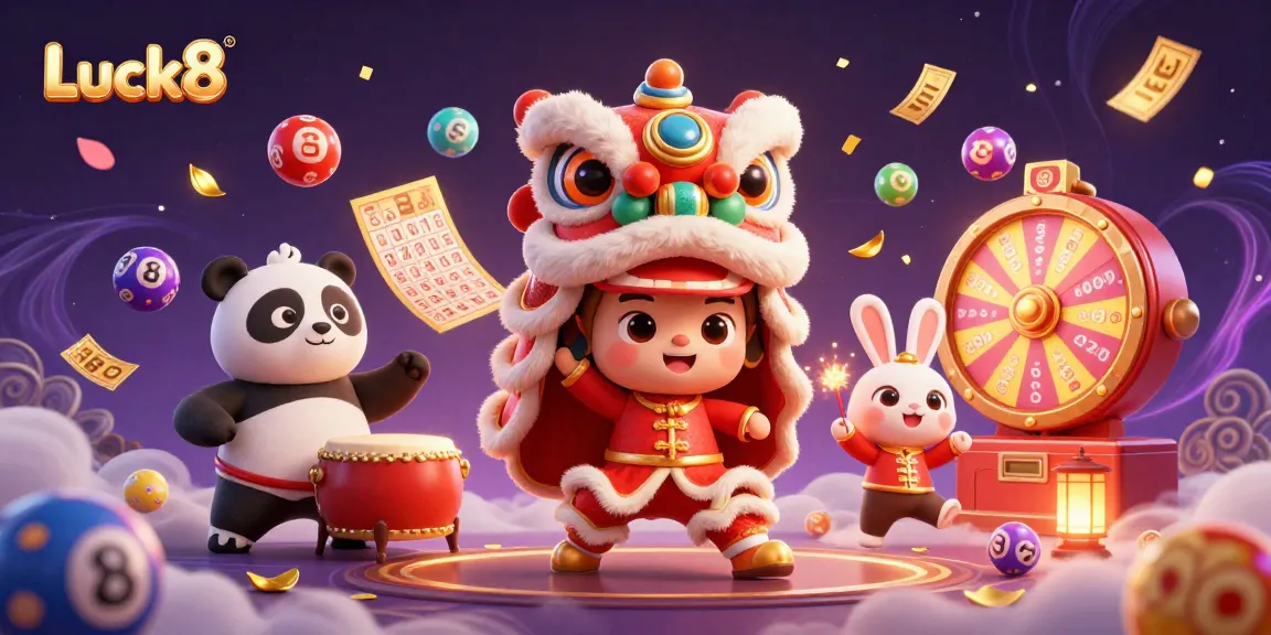 Engage with Luck8's vibrant casino celebration featuring a dragon dance and festive lottery elements.