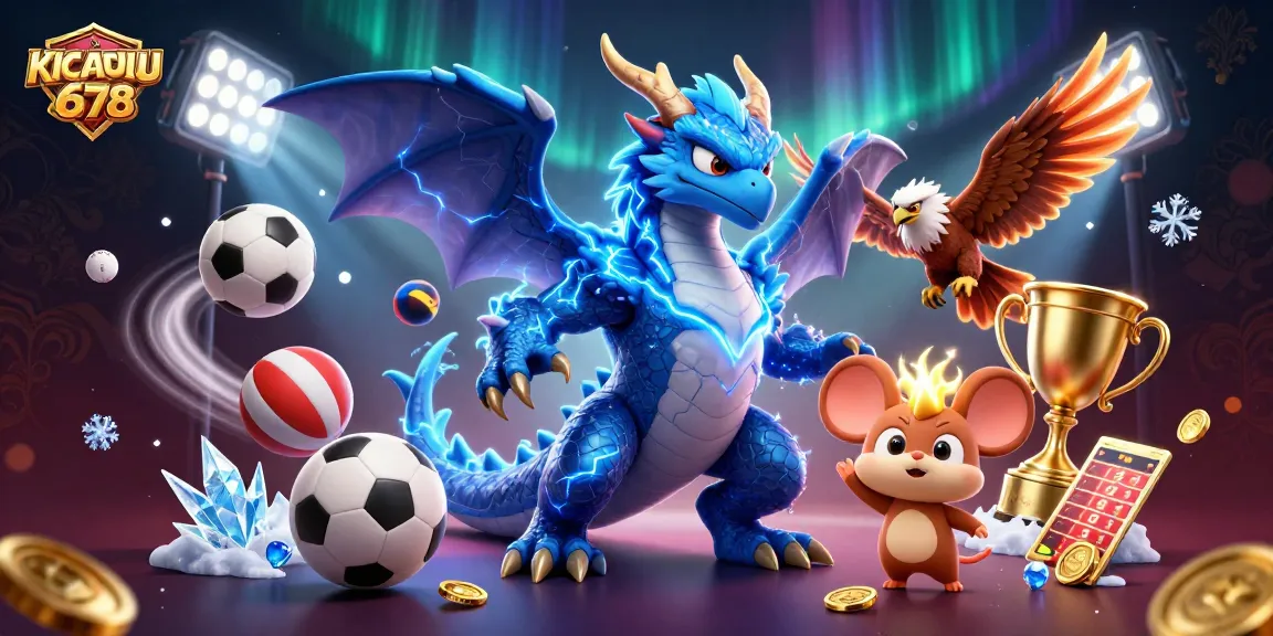 KICAU678 unleashes thrilling sports betting excitement with vibrant characters in an energetic casino scene.