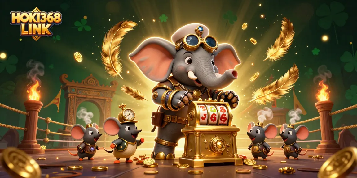 Engage with HOKI368 LINK on an electrifying gambling adventure with steampunk characters and vibrant casino elements.