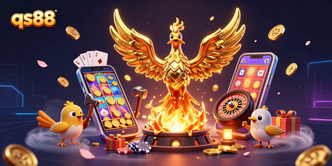 Experience thrilling slots with qs88's dynamic gaming adventure featuring a molten golden phoenix.