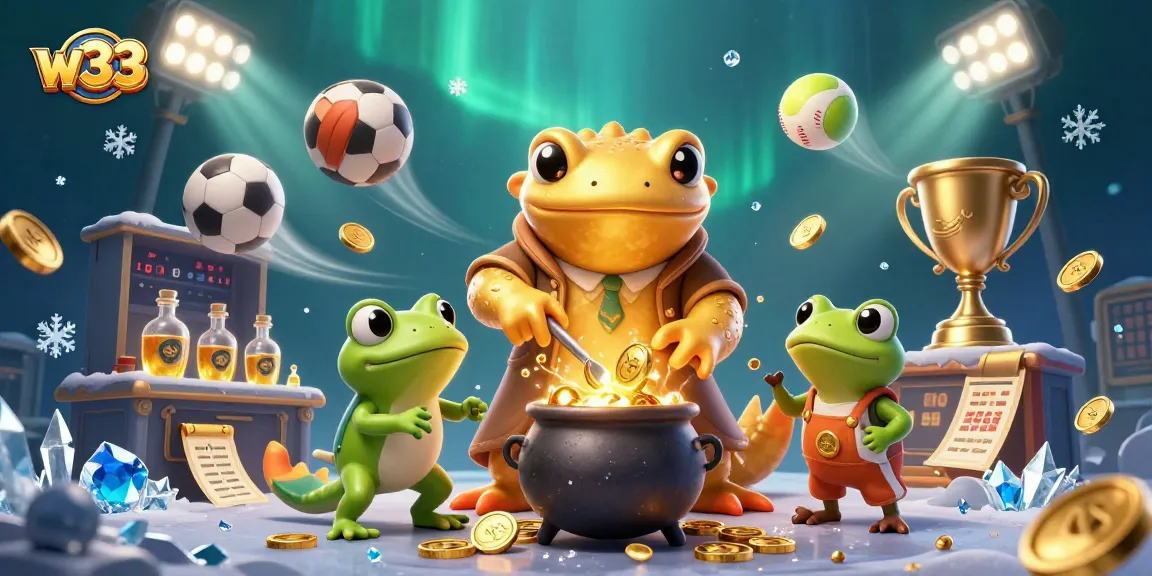 Experience w33's dynamic gaming scene with golden salamander alchemist in a vivid 3D casino environment.