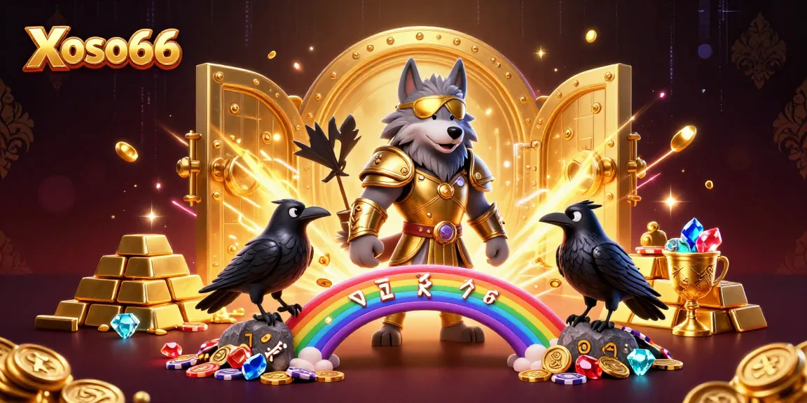 Engage in thrilling gaming adventures at Xoso66, showcasing vibrant 3D Norse characters amidst treasure elements.