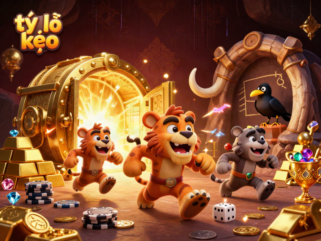 Experience thrilling tỷ lệ kèo action with engaging characters in a lively casino scene full of treasures.