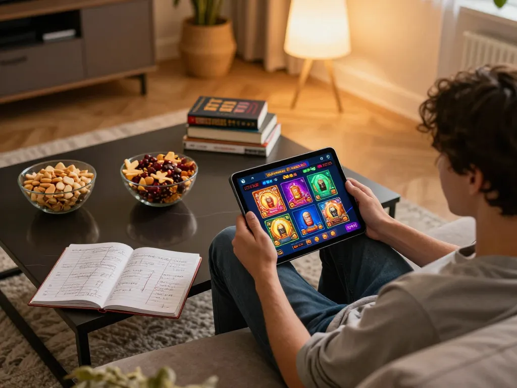 Player enjoying online gaming at home on go88vv app with colorful casino game display