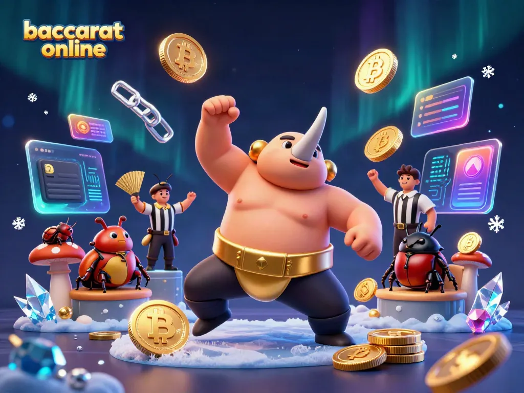 Experience baccarat online excitement with our vibrant casino-themed illustration featuring animated beetles.