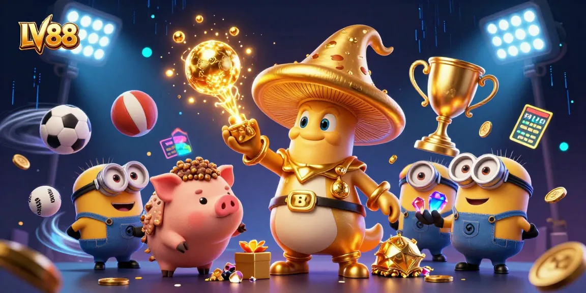 Engage with LV88 and experience the magic of gambling, featuring vibrant 3D characters and elements.