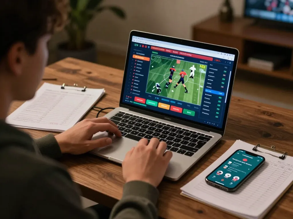Exciting sports betting experience with OKFUN displayed on laptop screen, enhancing strategic gameplay.
