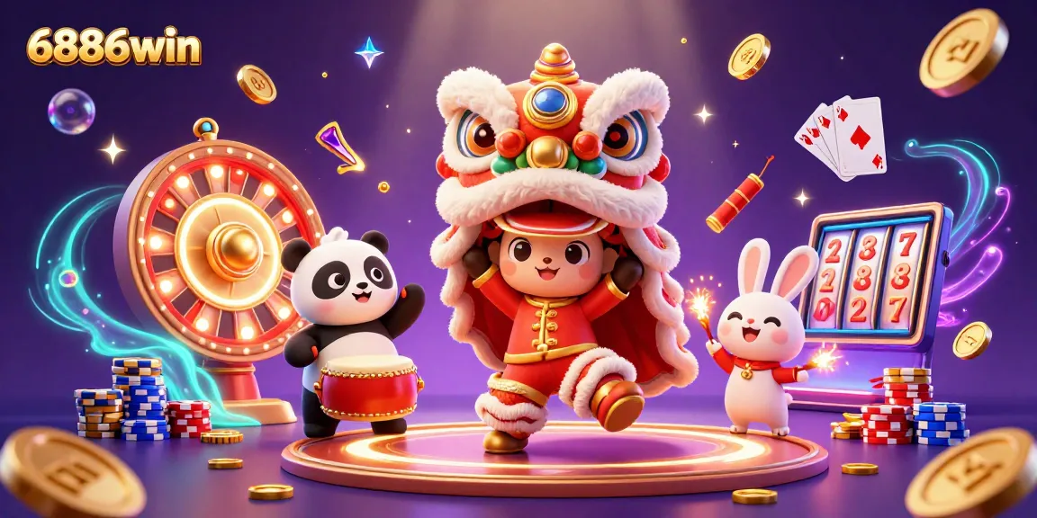 Engage in thrilling games with 6886win's vibrant casino scene featuring lively characters and dynamic elements.