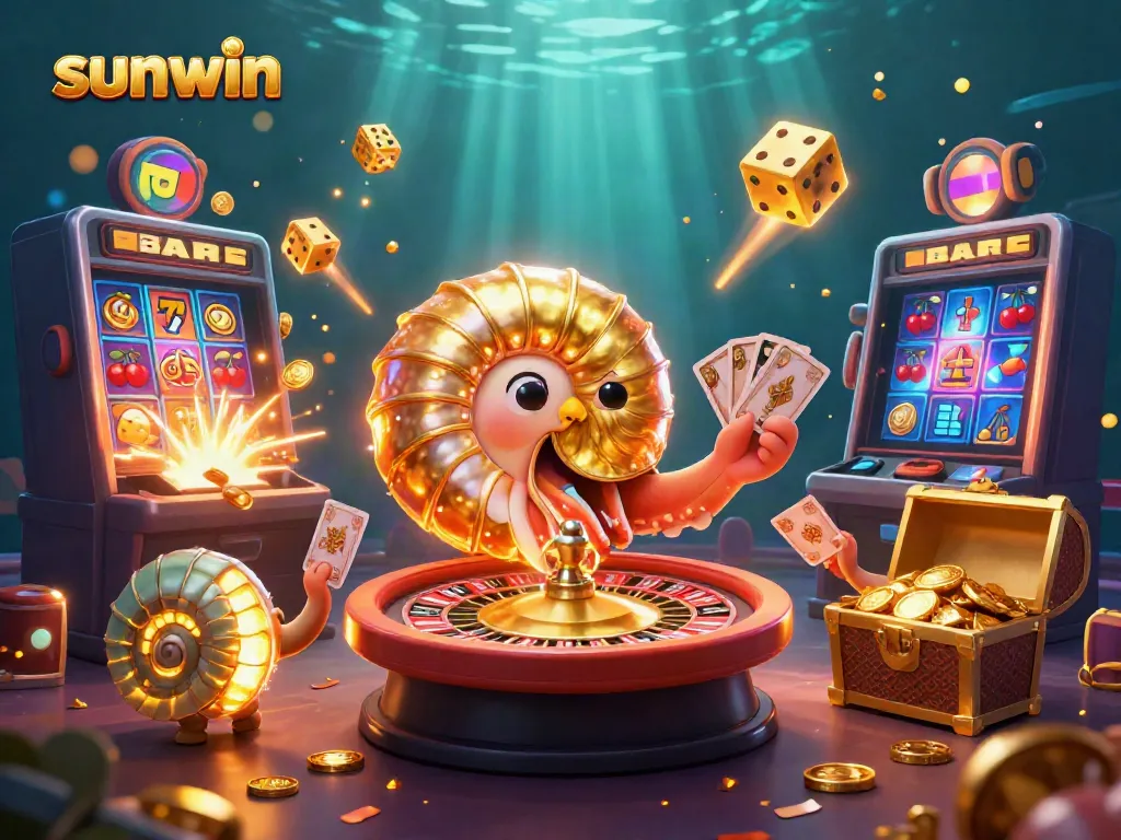 Experience the excitement of sunwin with a vibrant 3D casino scene filled with jackpots and gaming action.