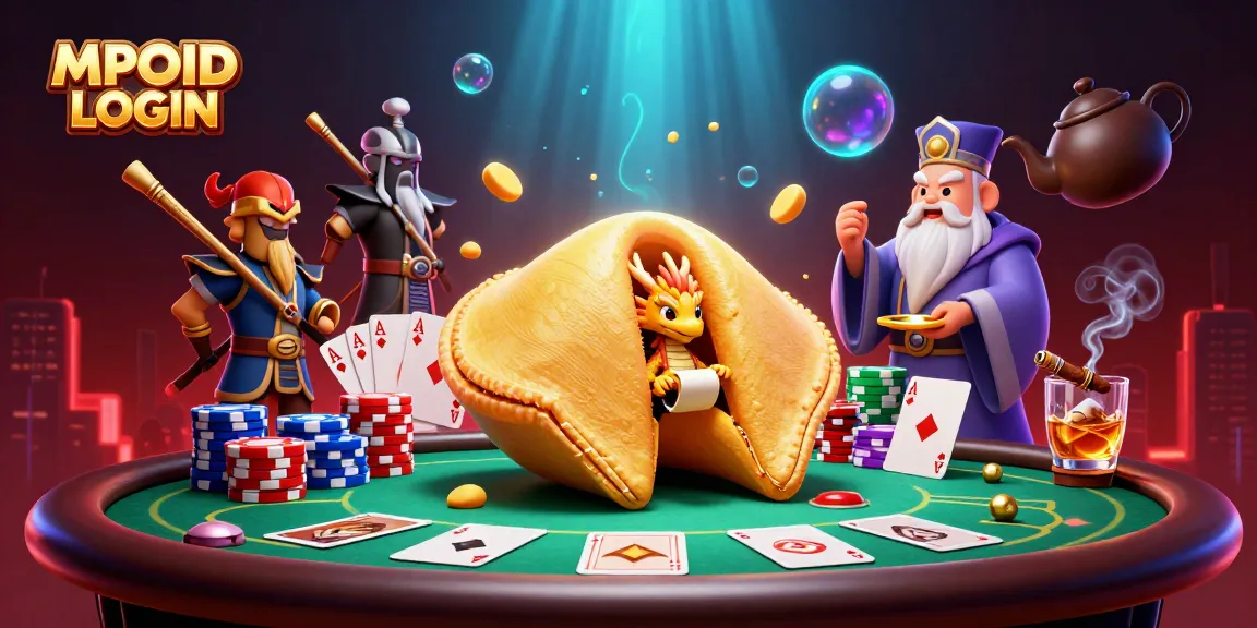 MPOID LOGIN enhances gameplay with a vibrant casino atmosphere featuring characters and poker elements.