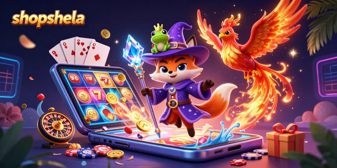 Witness shopshela's exciting slot gaming scene with a mystical wizard, a phoenix, and thrilling casino elements.