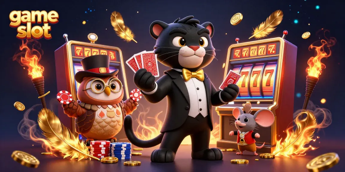 Engage with game slot action featuring a panther, owl, and mouse amid spinning reels.