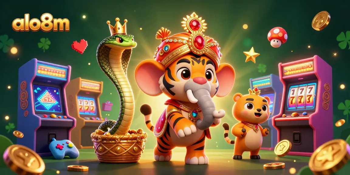 Explore the vibrant world of alo8m with a colorful casino scene featuring a maharaja tiger and elephant.