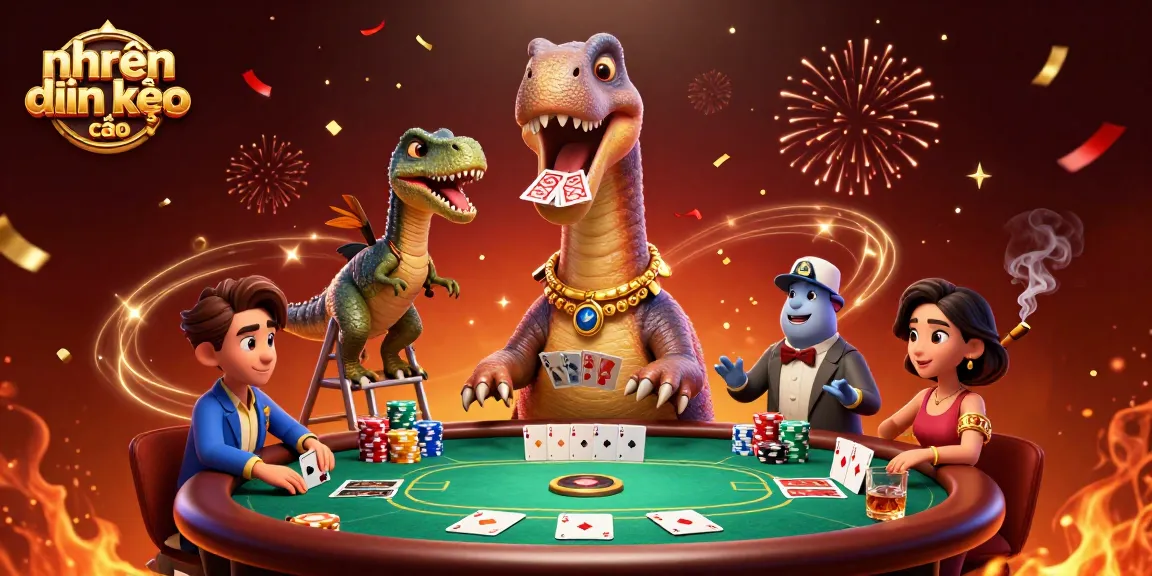 Experience high-stakes excitement with nhận định kèo nhà cái at this vibrant casino scene featuring a tall brontosaurus.