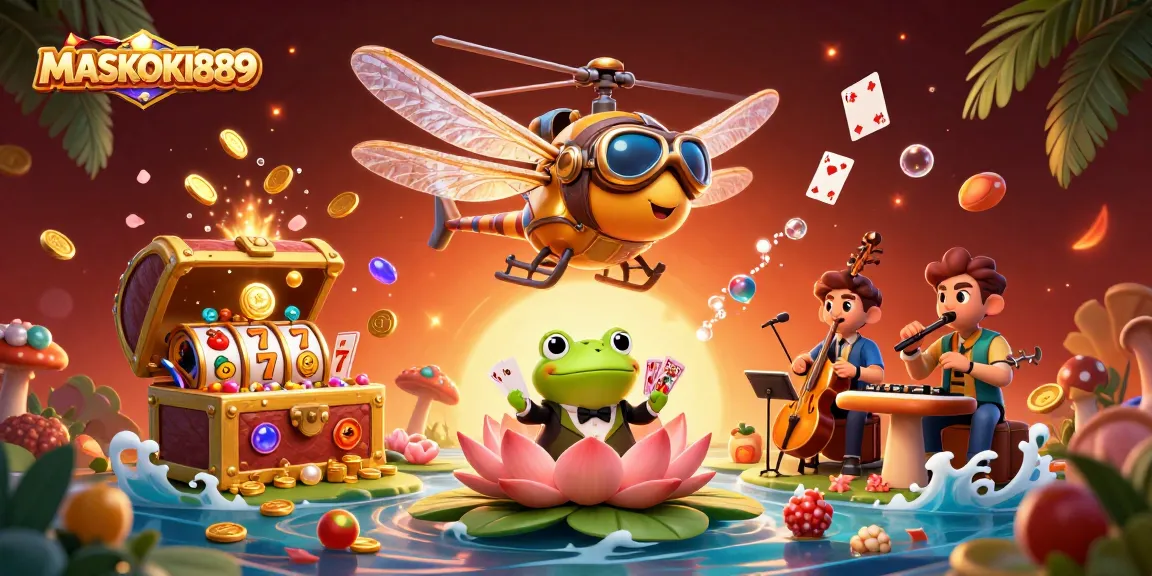Engage in thrilling games at MASKOKI889 with vibrant casino action featuring slots, cards, and lively characters.