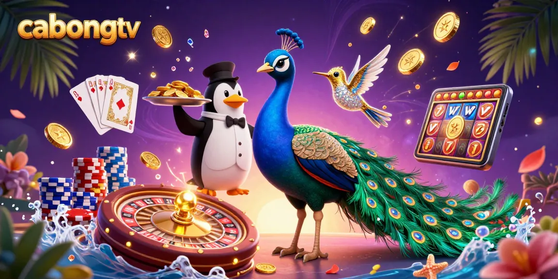 Experience cabongtv's vibrant online casino scene with peacock, butler, and sparkling gems.