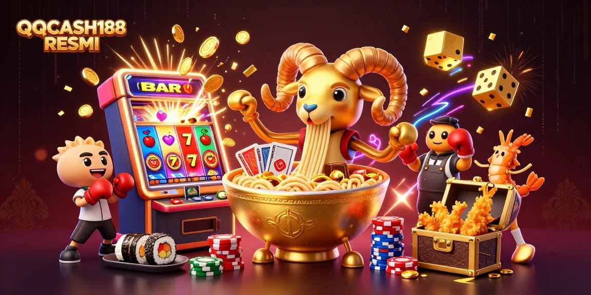 Engage in thrilling casino action with QQCASH188 RESMI featuring vibrant characters and jackpots.
