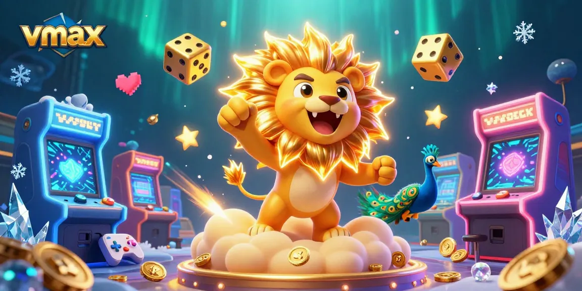 Win big at vmax casino, joining the vibrant gaming atmosphere with festive golden elements and thrilling gameplay.