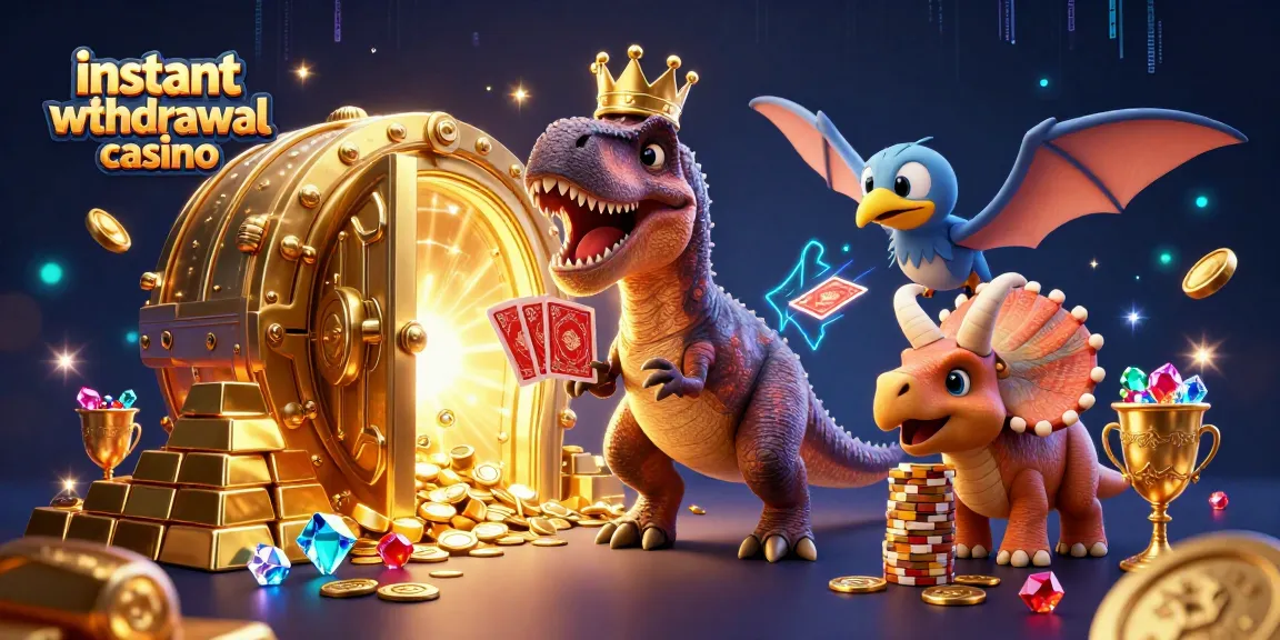 Experience the thrill of an instant withdrawal casino with fun characters in a vibrant 3D setting filled with gold.