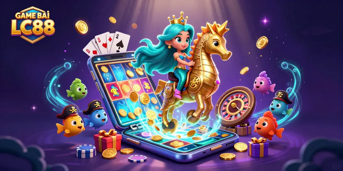 Engage in the exciting GAME BÀI LC88 with vibrant characters and dynamic casino elements.