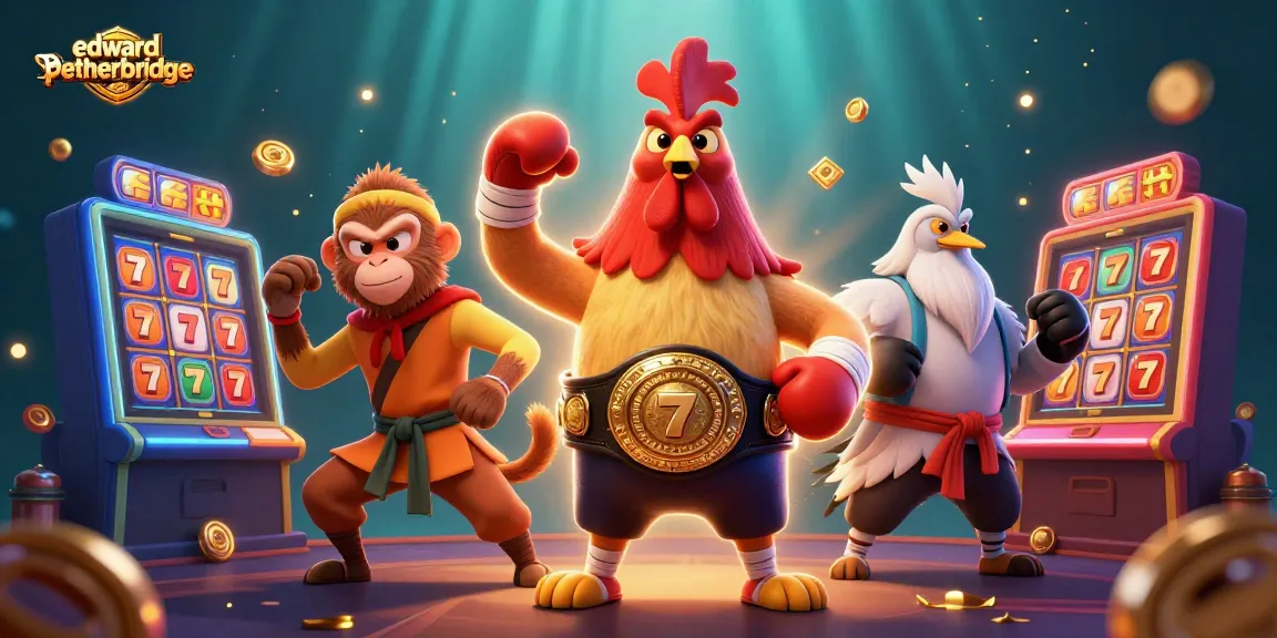 Play classic slot games effectively with edwardpetherbridge, showcasing vibrant characters in a rich cartoon casino scene.