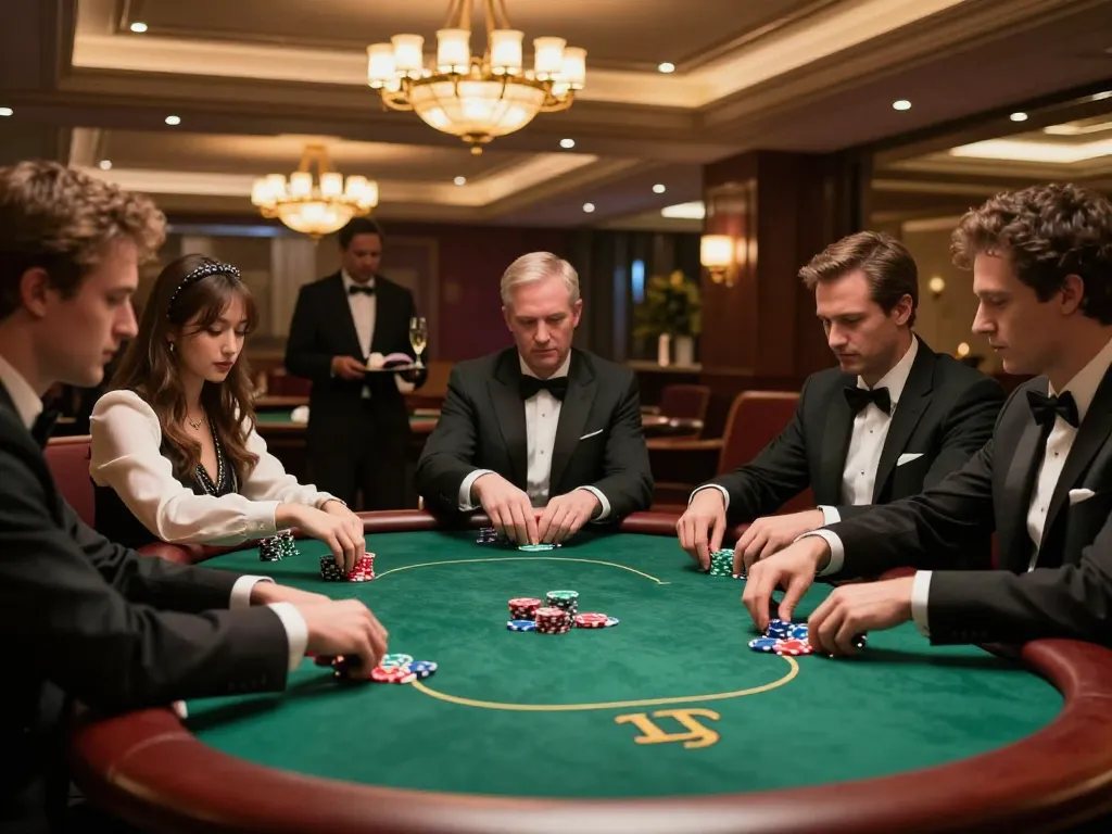 Vipwin players enjoy intense poker gameplay in a luxurious VIP gaming area.
