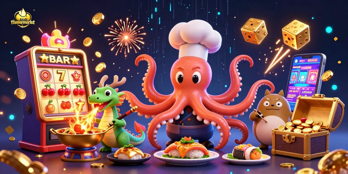 spin and win at fishersupermarket with colorful slot machines and playful casino characters