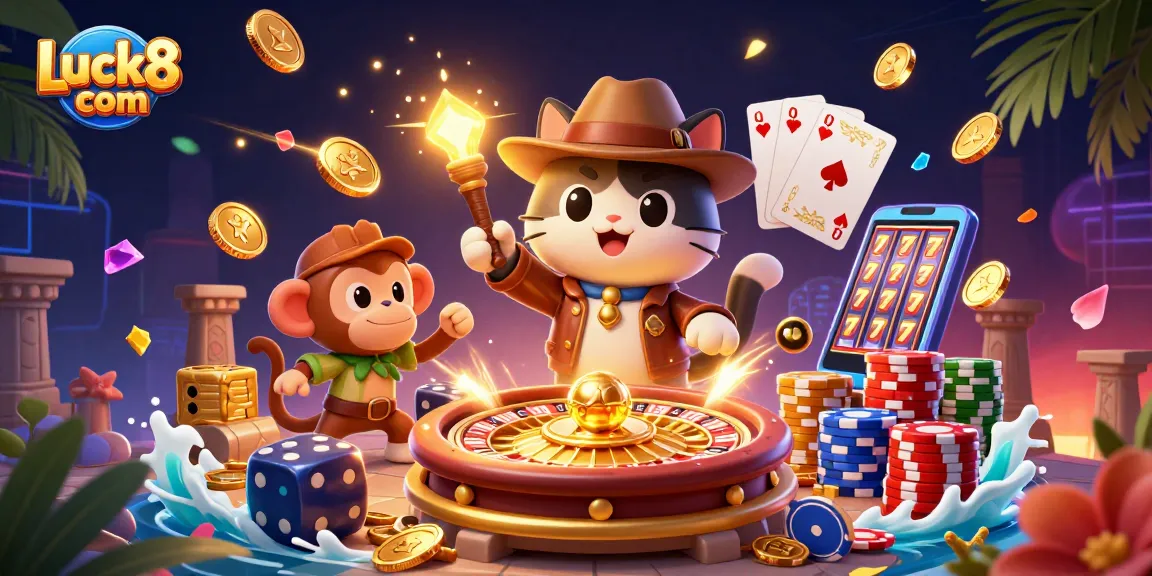 Play exciting casino games at Luck8 com and discover treasures with animated explorers.